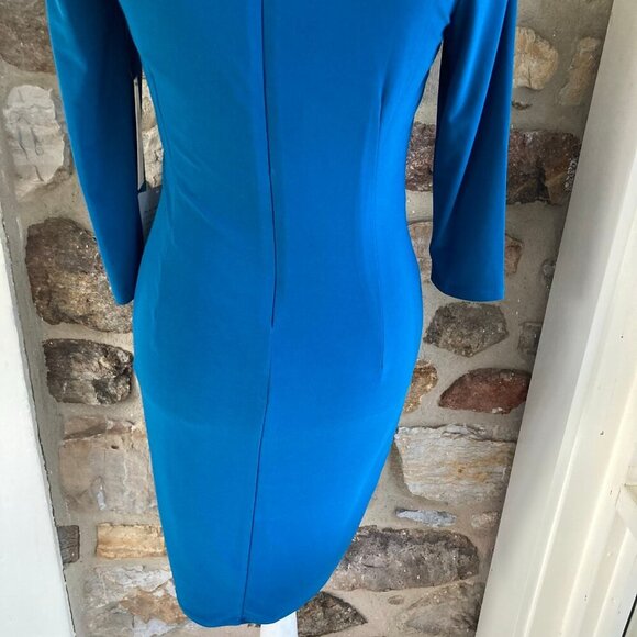 NWT Eliza J Faux Wrap Ruched Jersey Sheath Midi Dress $118 Womens 6 - Picture 10 of 12